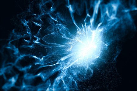 蓝光爆裂蓝光闪耀的火焰 幻想波图案 3D造型蓝色耀斑漩涡活力力量辉光魔法渲染电气辐射背景