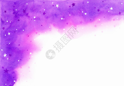 水彩手绘星星星系概念中的抽象紫色背景 水彩手绘插图 壁纸 包装 横幅 海报 传单的设计元素染料框架魅力白色刷子墨水多云云景墙纸星星背景