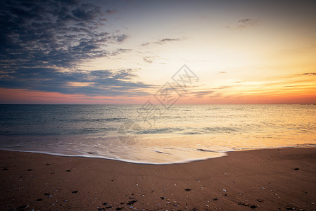 海宝素材海洋沙滩日出多彩背景