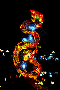 龙年卡贺模板中国风格的龙灯在灯笼节上背景