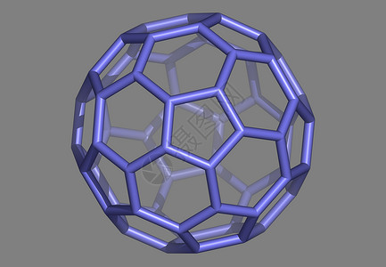 巴克球Bucky Ball 原子分子模型图像棍子病菌计算机力量网格科学债券背景