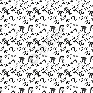 数字矢量图Pi 符号无缝模式矢量图 手绘速写 Grunge 数学符号和公式 矢量图学校技术几何学草图学习科学工程绘画剪贴簿数字背景