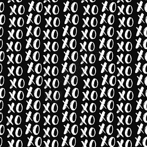 XOXO 毛笔字母标志无缝图案 拥抱和亲吻短语 互联网俚语缩写 XOXO 符号 矢量图婚礼打印字体书法刻字横幅卡片绘画墙纸海报背景图片