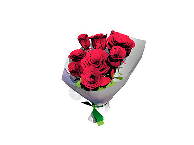 报纸上一束红玫瑰花红色包装纪念品花纸玫瑰礼物花朵绿色背景图片