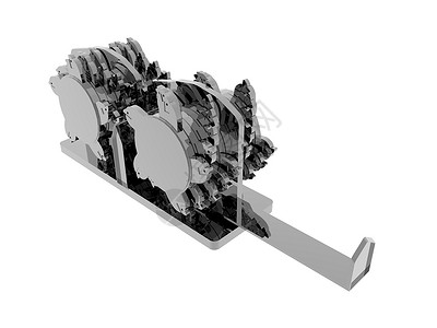 变速箱中闪亮的银银金属齿轮连杆力学技术汽缸涡轮背景图片