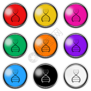 染色体图标设置在白色上与剪切路径 3d 插图隔离的 DNA 符号按钮图标背景