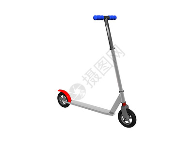 红色滑板车儿童骑车去玩金属车轮红色把手滑板车蓝色运输跑步板运动背景