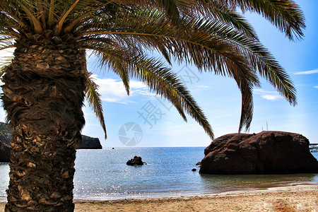 西班牙南部穆尔西亚市马扎龙的La Ermita海滩海洋冒险明信片海岸线天堂火山海浪岩石日出寂寞背景图片