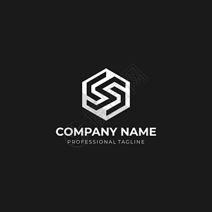 品牌设计公司六边形符号 s 六边字母 s 标志矢量说明 在黑色背景上孤立的几何单方格设计背景