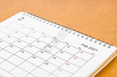 2月2021日 组织者规划和提醒的日历台商业数字日记办公室规划师议程日程会议假期旅行工作高清图片素材
