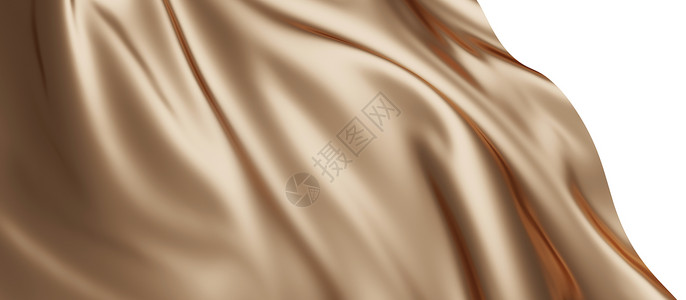 丝绸衣服在白色背景上隔离的奢华棕色布 3d背景