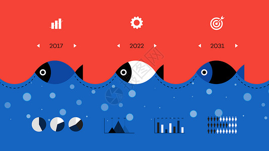 渔业的现代信息图表时间线构造器流程图商业元素设计插图创造力横幅报告数据推介会背景图片