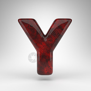 白色背景上的字母 Y 大写 具有光滑表面的红色琥珀色 3D 字母背景图片