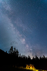 暗夜的银河系 明亮的乳色 树木的光影出口系统气氛星云史诗定位天文学宇宙上帝星系背景图片