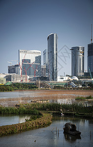 从中国大陆的塔帕Taiipa看大道建筑物景观摩天大楼游客城市酒店度假村金光天际背景图片