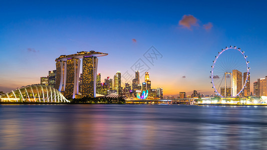 酒店开业宣传单新加坡清晨时区中心楼区的商业景象全天候看场景摩天大楼旅游建筑全景景观酒店地标吸引力市中心背景