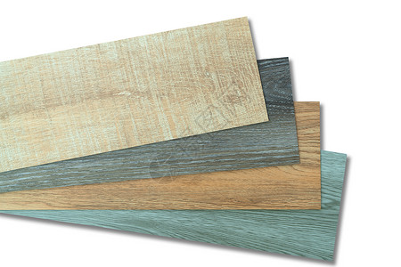 优质木材室内设计师的乙烯基瓷砖堆叠样品系列 新木纹乙烯基瓷砖 在白色背景上隔离的乙烯基地板材料 用于新家地板的聚合物乙烯基板材套装  P背景