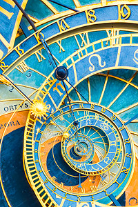 德罗斯特基于布拉格天文钟的 Droste 效果背景 与占星术和幻想相关的概念的抽象设计困惑科学月亮行星催眠星座魔法八字天文星系背景