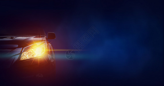 运动车前驾驶玻璃技术大灯运输汽车引擎力量奢华黑色背景图片