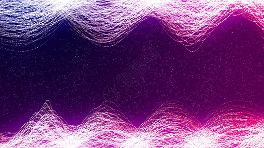 与漂亮的粉红色线条的背景  3D渲染弯曲紫色海浪浅色波浪3d粒子光效动画片魔法背景图片