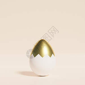 复活节彩蛋装饰着米色背景上的金色纹理春天四月假期 card3d 插图 rende背景