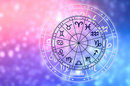 十二星座水瓶座星座圈内的十二生肖 占星术在天空中有许多星星和月亮占星术和星座概念月亮圆圈神话魔法女士精神财富插图车轮蓝色背景