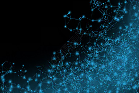 蓝色几何线条带有线条和点的抽象几何背景 用于未来概念 多边形背景与连接点和线的丛效果 连接技术背景或数字背景 大数据可视化 科学网络连接结构背景