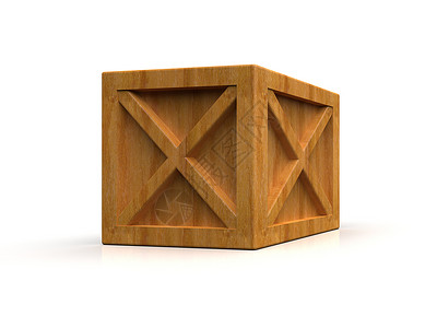 板条箱在白背景上被孤立的木板盒3d盒装邮资运输送货货运仓库贮存邮件松树背景