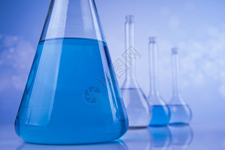 玻璃软件 实验室水箱 科学实验液体化学烧杯生物烧瓶技术蓝色管子测试实验室员背景图片