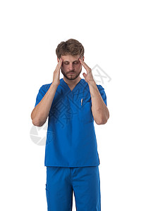 头头痛的保健人员成人药品男人悲伤护士医院疾病卫生压力医生白色的高清图片素材
