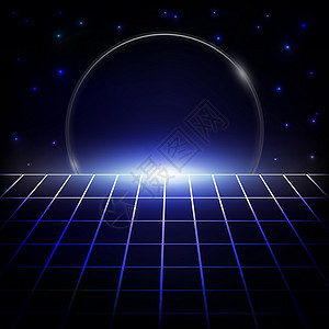 科幻感圆圈元素后滚狂欢星星复古三角形行星科幻插图细胞海报传单背景