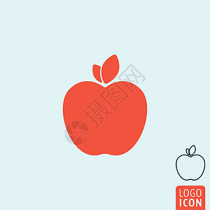 苹果图标隔离网络叶子界面标识食物用户艺术季节卡通片插图背景