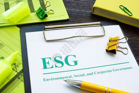 关于环境 社会和公司治理的ESG文件及注纸 说明书投资金融基金经济标准战略利润活力生态全球背景图片