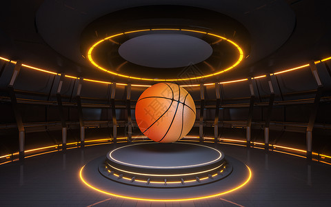 室内舞台和 basketball3d 渲染高清图片