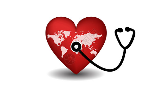 世界心脏日海报世界心脏日心脏与听诊器生活海报心脏病学庆典插图器官援助科学压力国家背景
