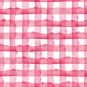 水彩检查几何无缝图案背景 粉红色少女色格子 带条纹的手绘简单设计墨水派对旅行潜水孩子们生日风格艺术白色装饰品背景图片