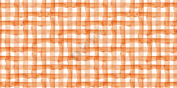 白色格子橙色格子抽象水彩几何背景 条纹和检查的无缝模式 织物设计和纸壁纸的手工纹理音调创造力白色宏观橙子艺术家调子墨水绘画刷子背景