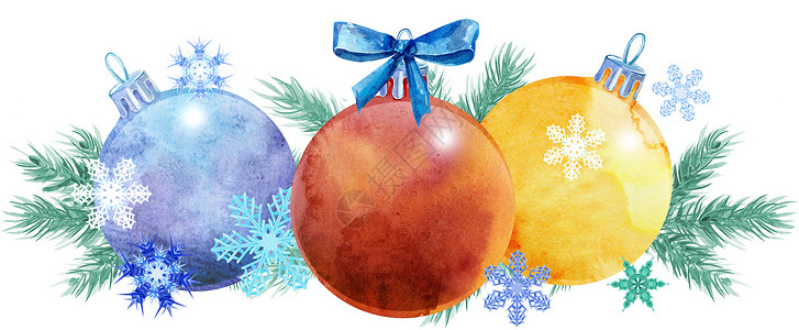 多球边框您的 creativit 的水彩圣诞树边框框架边界节日星星蓝色玩具帽子卡片风格邀请函背景