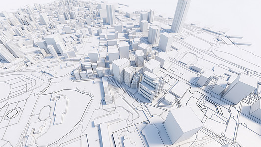 3D模型图3d 市中心白色商业 downtow建筑建筑学金融技术房子渲染反射城市中心景观背景