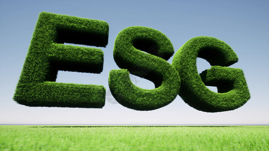 绿草 ESG 标志自然景观环境社会治理 3d 渲染背景图片