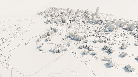 抽象城市模型3d 市中心白色商业 downtow天空房子反射金融摩天大楼建筑电脑中心建造建筑学背景