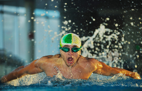 游泳运动员海浪男人水池锻炼专注活力精力中风成人青少年图片