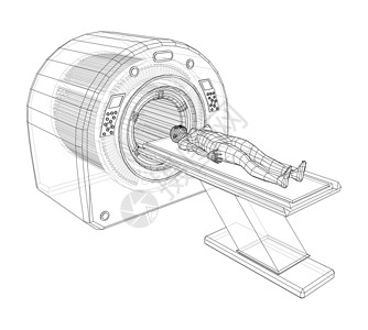 躺在CT或MRI扫描仪上的女性病人技术科学药品草图蓝图疾病肿瘤学放疗设施核磁共振背景图片