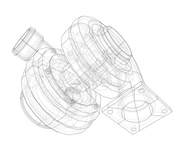快消行业汽车涡轮充电器概念大纲活力压缩机草图机械车辆空气3d蓝图扇子速度背景