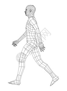 3D 插图草图运动员运动竞赛男性身体技术商业艺术短跑背景图片