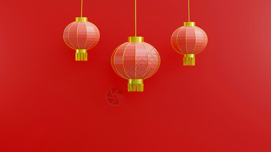 日本风格龙年元素中国新年快乐 中国灯笼圆柱形红灯背景