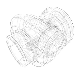 快消行业汽车涡轮充电器概念大纲技术草图扇子圆圈蓝图运动速度压缩机机械排气背景