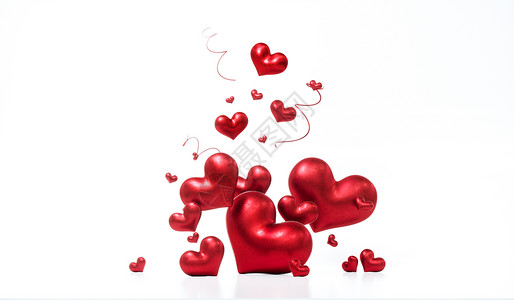 美丽的心在白色背景上 情人节快乐的情人节 3D发音起泡气泡折扣海报空气卡片活动邀请函红色销售背景图片