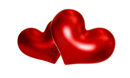 美丽的红心在白色背景中被孤立 在3D发音日的情人节上背景图片