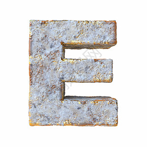粒子字母含有金金金属颗粒的石头字母 E 3D背景
